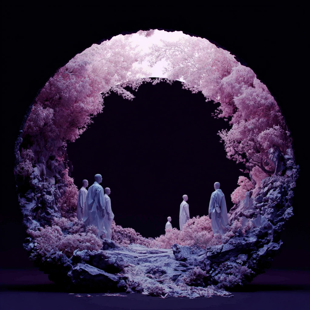 Nigredo. Liminal Mirror — mixed media visual art, 2025